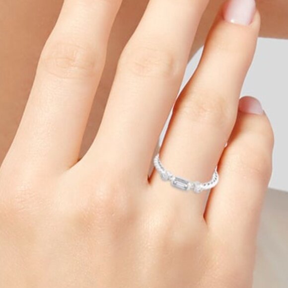 DAVID YURMAN 18K 750 WHITE GOLD DIAMOND NOVELLA STACK BAND RING - Picture 10 of 11